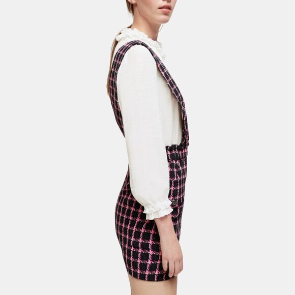 NWT MAJE WOMEN'S CHECK TWEED MINI DRESS FUCHSIA SIZE US 8 FR 40 - Picture 5 of 13